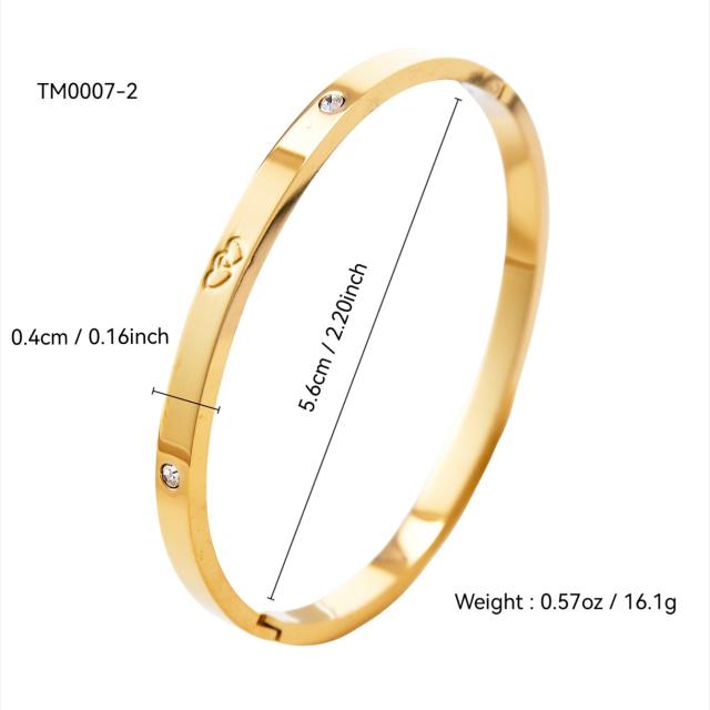 18KG easy match gold color diamond stainless steel bangle bracelet