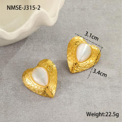 Elegant colorful opal stone statement heart shape oval shape stainless steel earrings rings suit