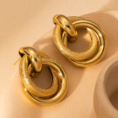 Personality creative circle stainless steel earrings
