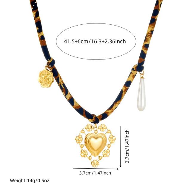 Creative Printed Cotton Chain Metal Stainless Steel Multi-Element Pendant Love Butterfly Necklace