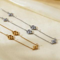 Designer hollow out four leaf flower lucky flower stainless steel necklace