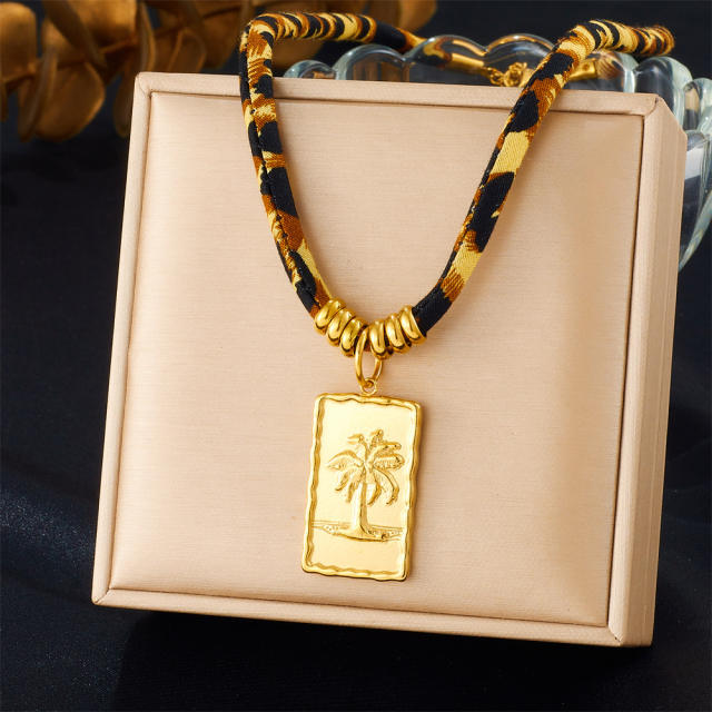 Creative Printed Cotton Chain Metal Stainless Steel Multi-Element Pendant Love Butterfly Necklace
