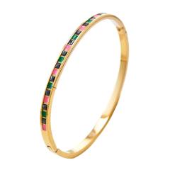 18KG color enamel rivet unique stainless steel bangle bracelet