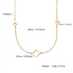 Dainty hollow out four leaf flower stainless steel necklace