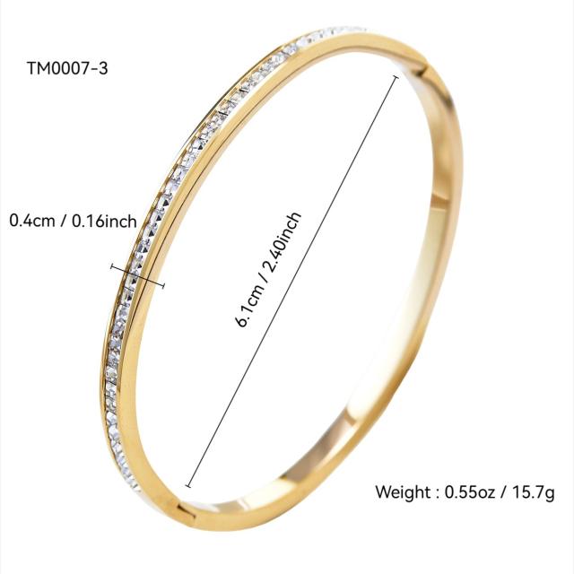 18KG easy match gold color diamond stainless steel bangle bracelet
