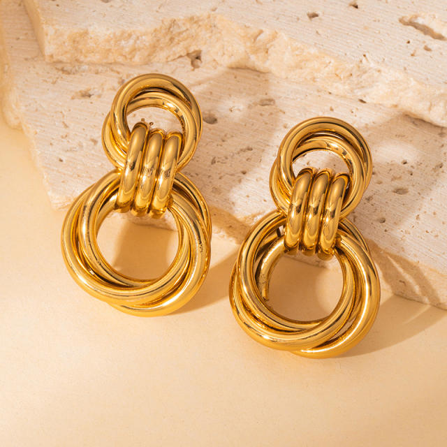 304 stainless steel double circle geometric stainless steel earrings