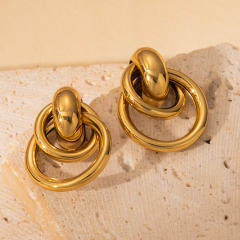 18KG no fading stainless steel circle shape earrings