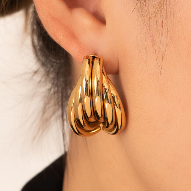 304 Stainless steel geometric line earrings for women big earrings