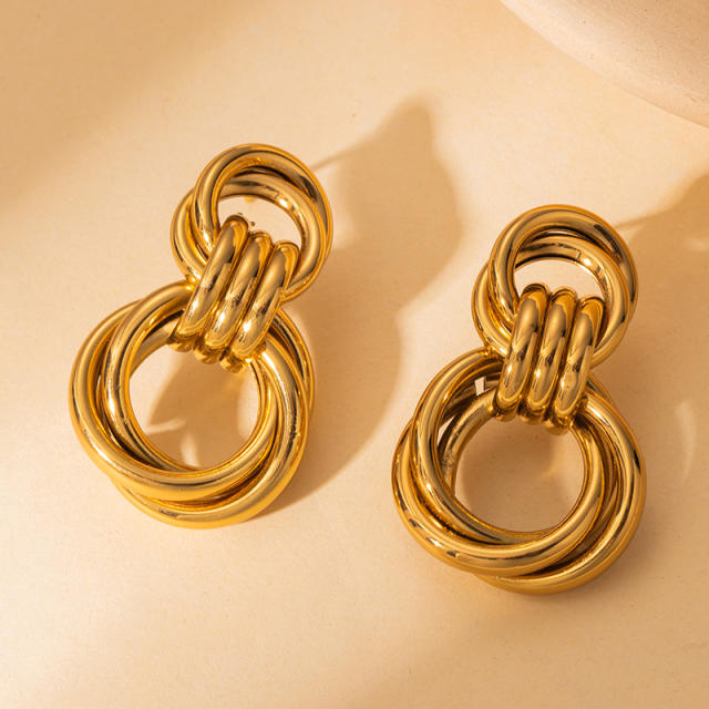 304 stainless steel double circle geometric stainless steel earrings