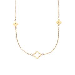 Dainty hollow out four leaf flower stainless steel necklace