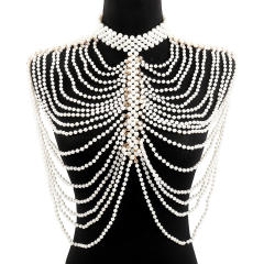 Handmade pearl bead chain body chain choker necklace