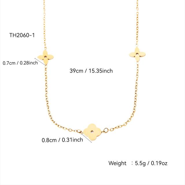 Classic clover dainty easy match stainless steel necklace