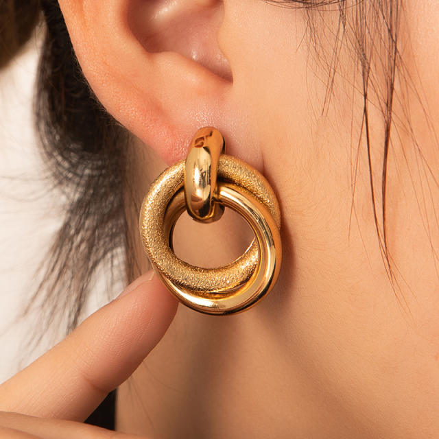 Personality creative circle stainless steel earrings