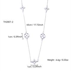 Designer hollow out four leaf flower lucky flower stainless steel necklace