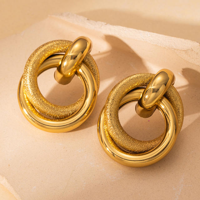 Personality creative circle stainless steel earrings
