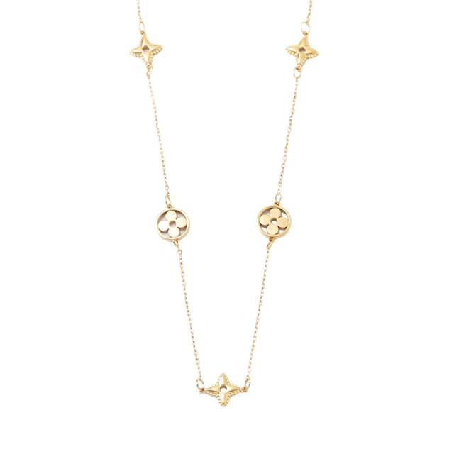 Designer hollow out four leaf flower lucky flower stainless steel necklace