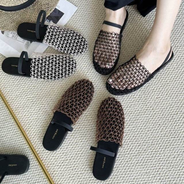 2025 summer new hollow comfortable beach half slippers