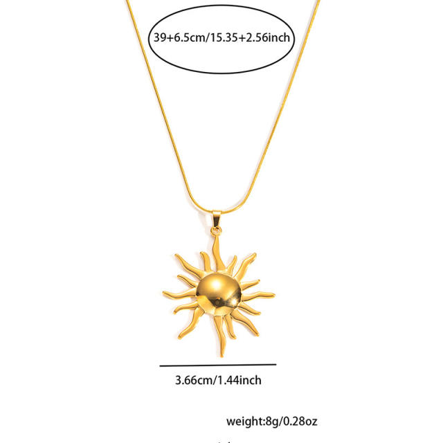 Stainless steel necklace women's fashion Greek totem sun necklace
