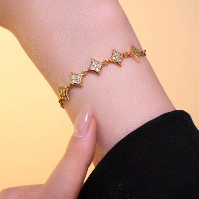 Korean-Style Light Luxury Exquisite Zircon Rhombus Bracelet for Women