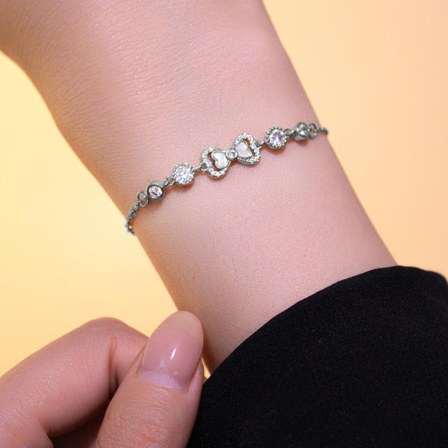 Elegant Real Gold Electroplating High-End Shell Butterfly Inlaid Zircon Bracelet