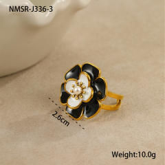 Elegant enamel Camellia Flower stainless steel Necklace earrings suit