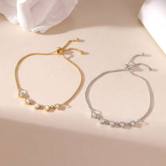 Hot-selling Zircon Heart-to-Heart Adjustable stainless steel Bracelet