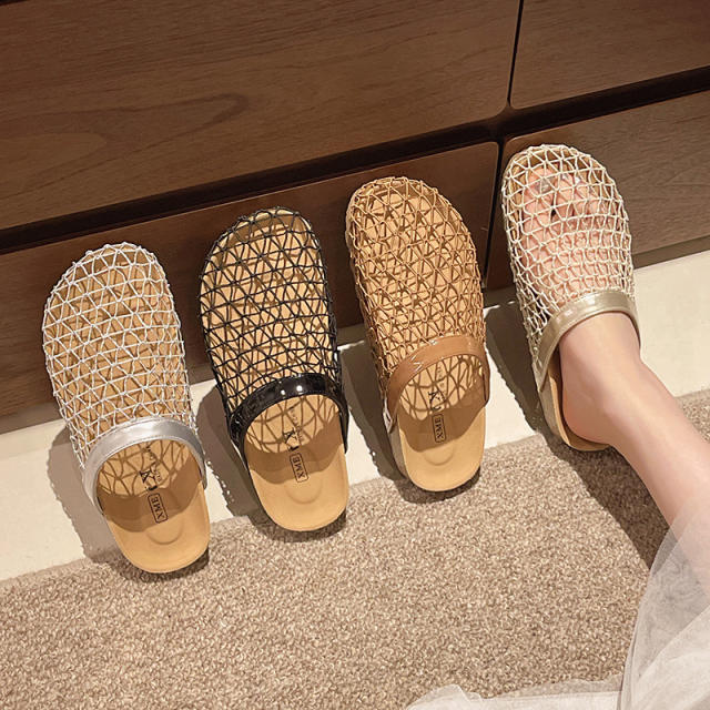 New Fishing Net Slippers Women's Summer New Slip-on Hollow Mesh Slippers