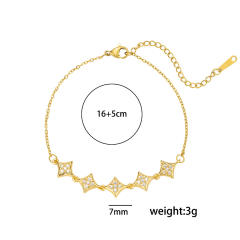 Korean-Style Light Luxury Exquisite Zircon Rhombus Bracelet for Women