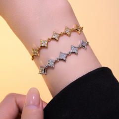 Korean-Style Light Luxury Exquisite Zircon Rhombus Bracelet for Women