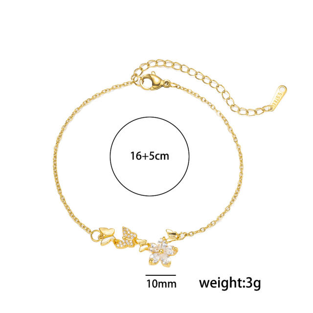 New Diamond-Encrusted Flower Leaf Bracelet