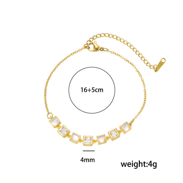Fashion Square Cat's Eye Zircon Bracelet