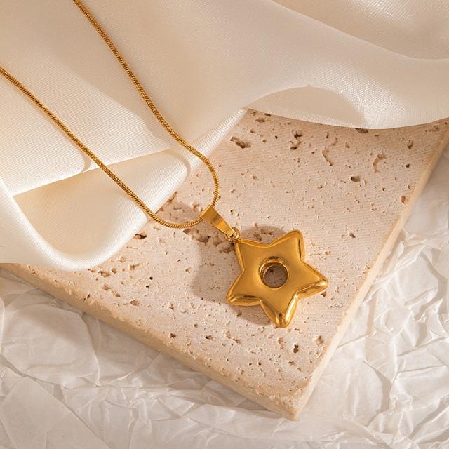 Stainless Steel Necklace Ocean Vacation Style Trendy Starfish fish Pendant Necklace for Men Women