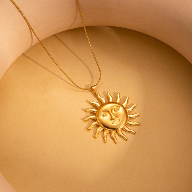 Stainless steel necklace women's fashion Greek totem sun necklace