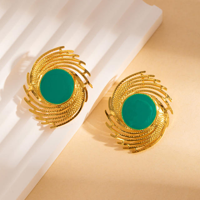 Color enamel holiday design stainless steel earrings big earrings