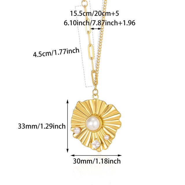 Stainless Steel Hammer Spiral Sun Pendant Necklace