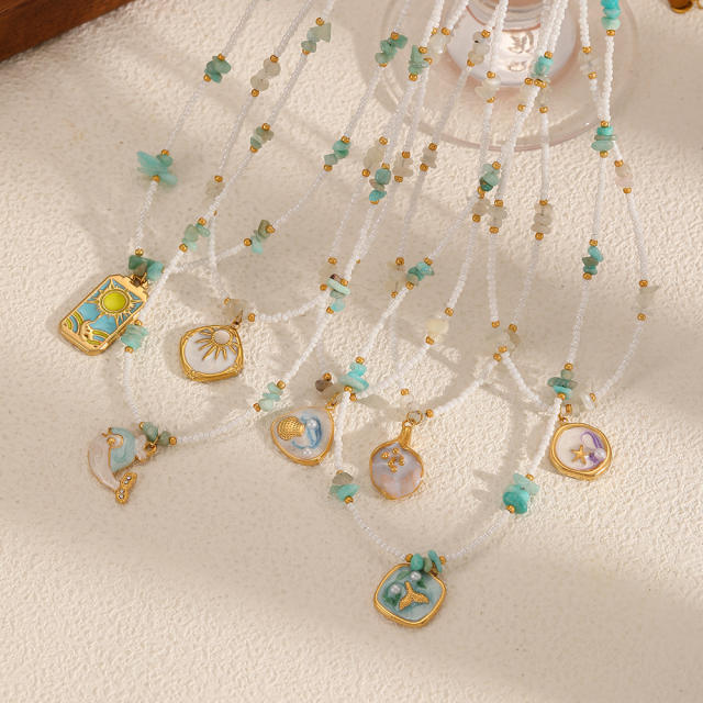 Stainless Steel DIY Pendant Necklace Women's bead chain Ocean Wind Necklace