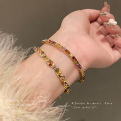 Light luxury zircon flower water drop bracelet diamond clover copper bracelet