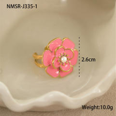 Elegant enamel Camellia Flower stainless steel Necklace earrings suit