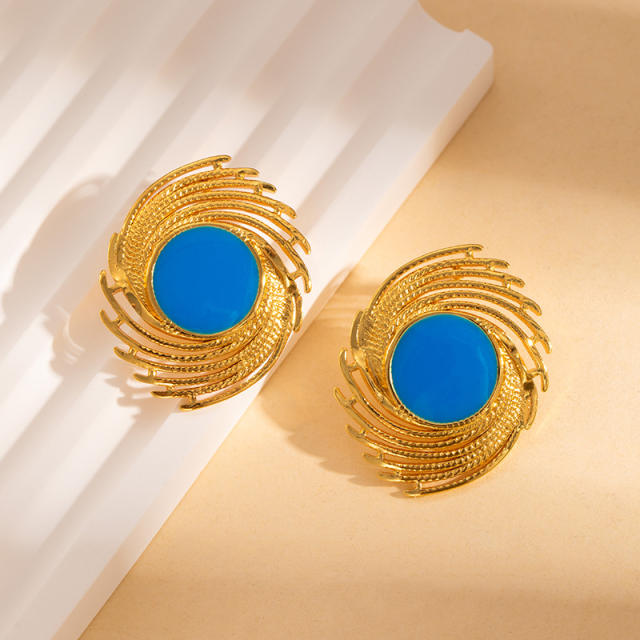 Color enamel holiday design stainless steel earrings big earrings