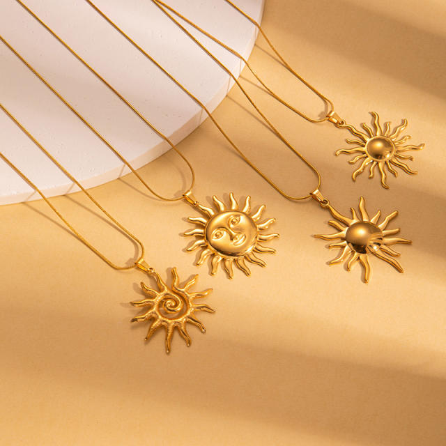 Stainless steel necklace women's fashion Greek totem sun necklace