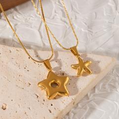 Stainless Steel Necklace Ocean Vacation Style Trendy Starfish fish Pendant Necklace for Men Women