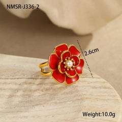 Elegant enamel Camellia Flower stainless steel Necklace earrings suit