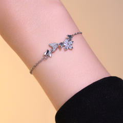 New Diamond-Encrusted Flower Leaf Bracelet