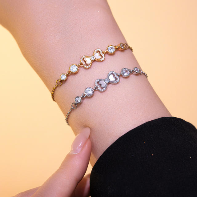 Elegant Real Gold Electroplating High-End Shell Butterfly Inlaid Zircon Bracelet