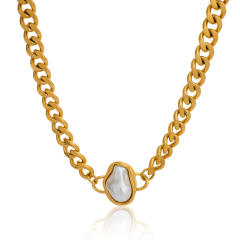 18k Gold Electroplated stainless Steel Simple Cuban Chain necklace choker