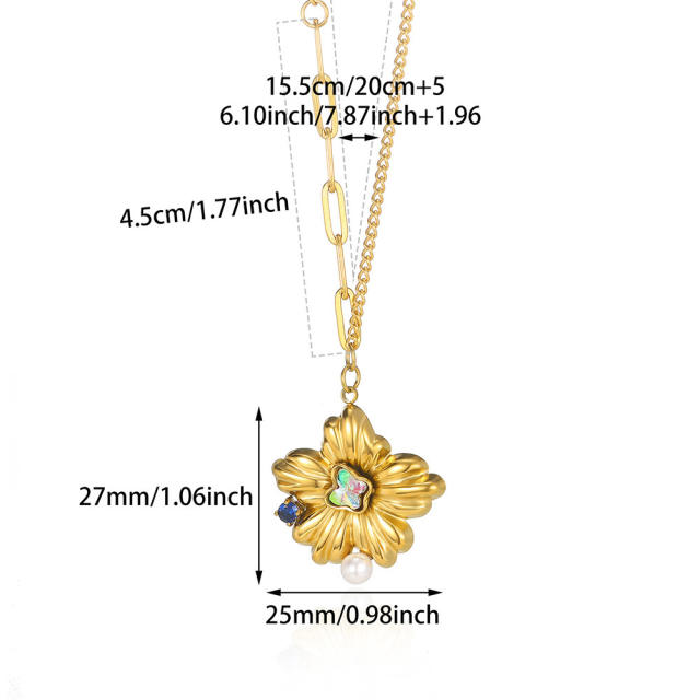 Stainless Steel Hammer Spiral Sun Pendant Necklace