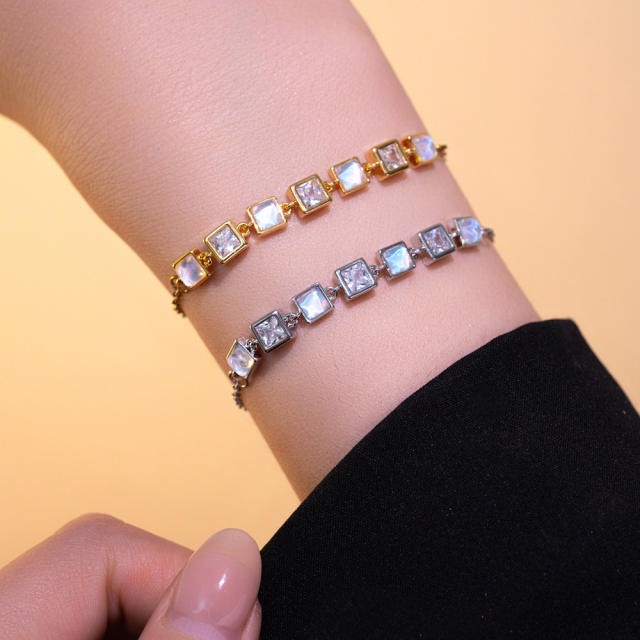 Fashion Square Cat's Eye Zircon Bracelet