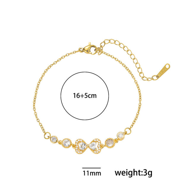 Elegant Real Gold Electroplating High-End Shell Butterfly Inlaid Zircon Bracelet