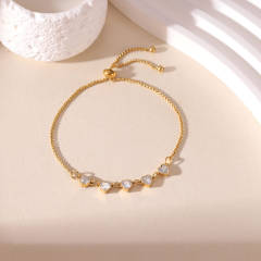 Hot-selling Zircon Heart-to-Heart Adjustable stainless steel Bracelet