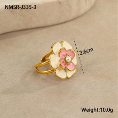 Elegant enamel Camellia Flower stainless steel Necklace earrings suit